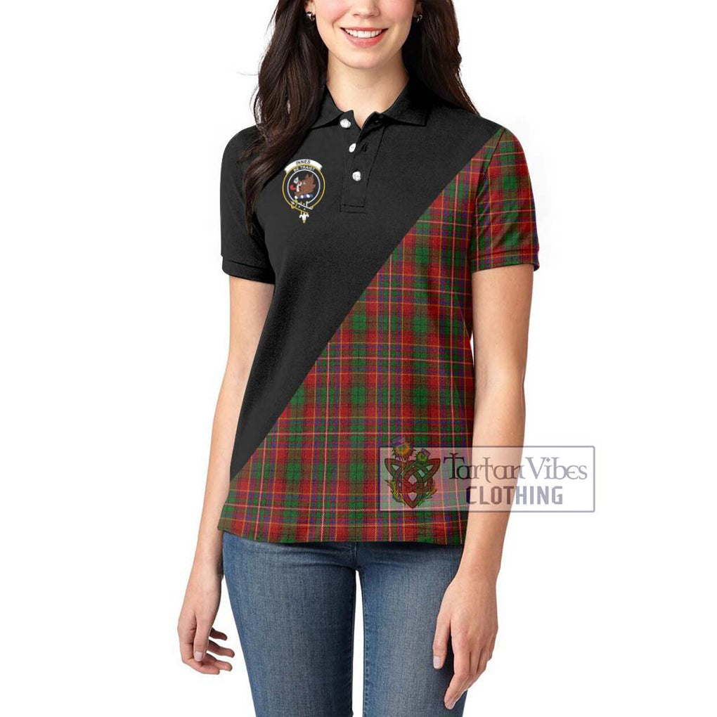 Innes Tartan Women's Polo Shirt with Family Crest and Military Logo Style - Tartanvibesclothing Shop