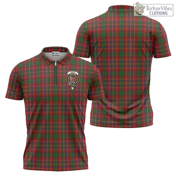 Innes Tartan Zipper Polo Shirt with Family Crest