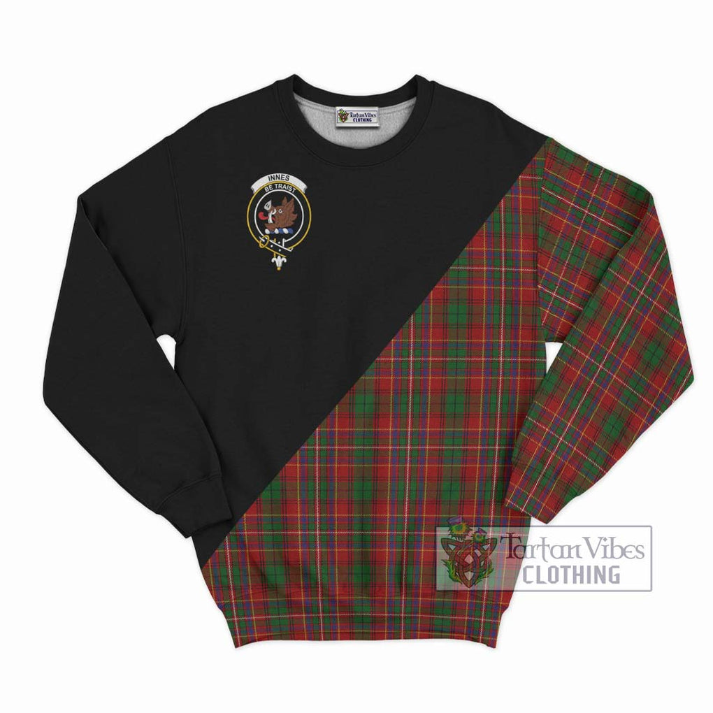 Innes Tartan Sweatshirt with Family Crest and Military Logo Style - Tartanvibesclothing Shop