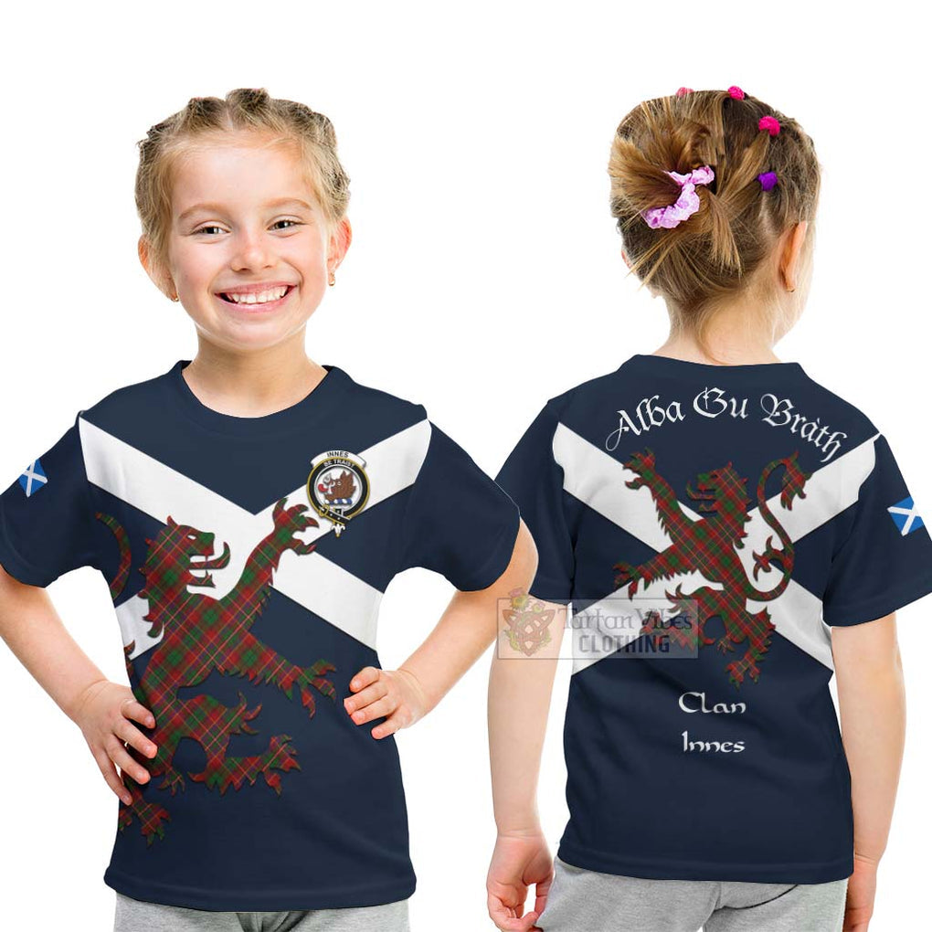 Tartan Vibes Clothing Innes Tartan Lion Rampant Kid T-Shirt – Proudly Display Your Heritage with Alba Gu Brath and Clan Name