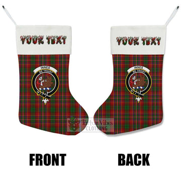 Innes Tartan Family Crest Christmas Stocking with Personalized Text