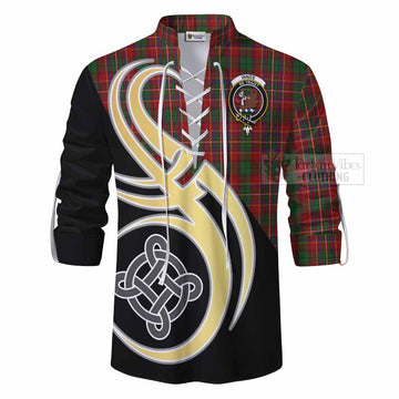 Innes Tartan Ghillie Kilt Shirt with Family Crest and Celtic Symbol Style