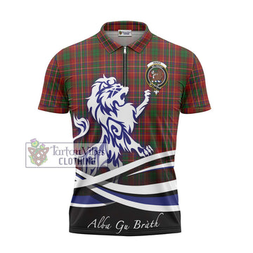 Innes Tartan Zipper Polo Shirt with Alba Gu Brath Regal Lion Emblem