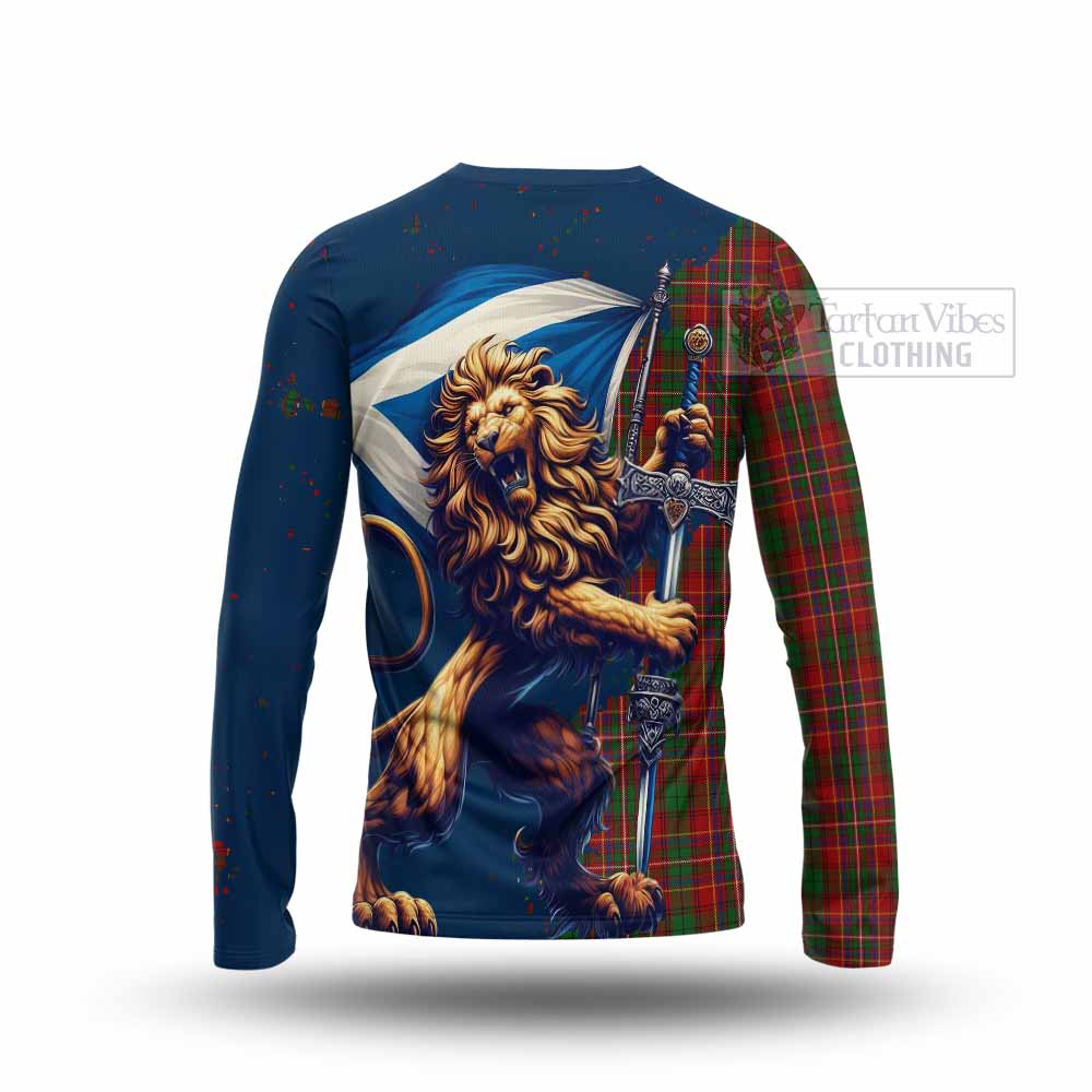 Tartan Vibes Clothing Innes Tartan Family Crest Long Sleeve T-Shirt with Scottish Majestic Lion