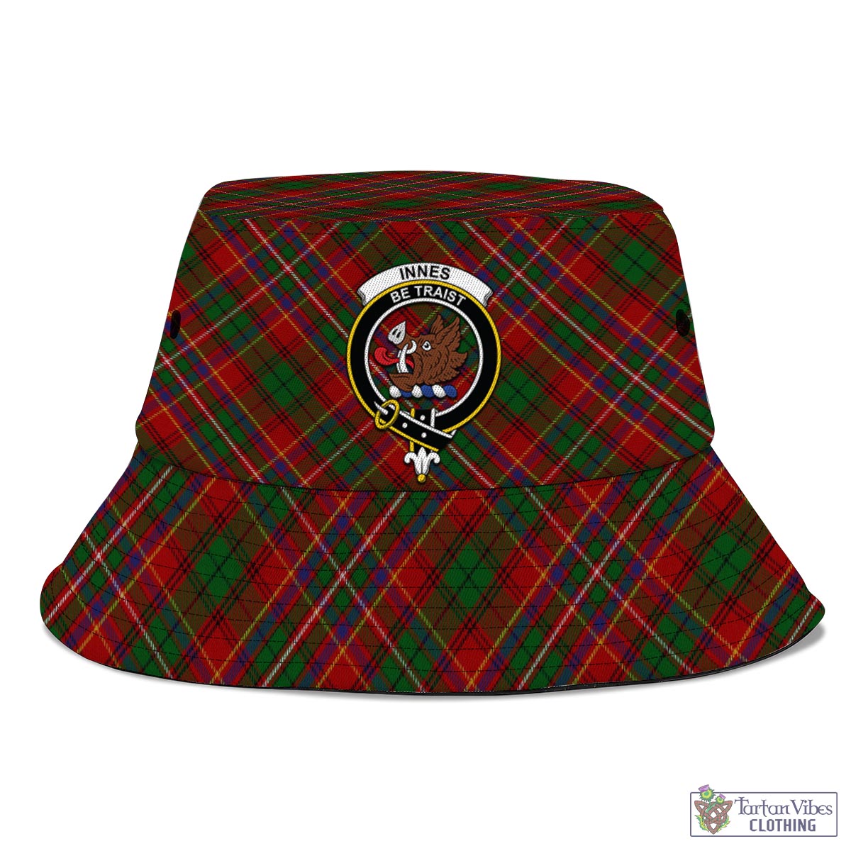 Tartan Vibes Clothing Innes Tartan Bucket Hat with Family Crest