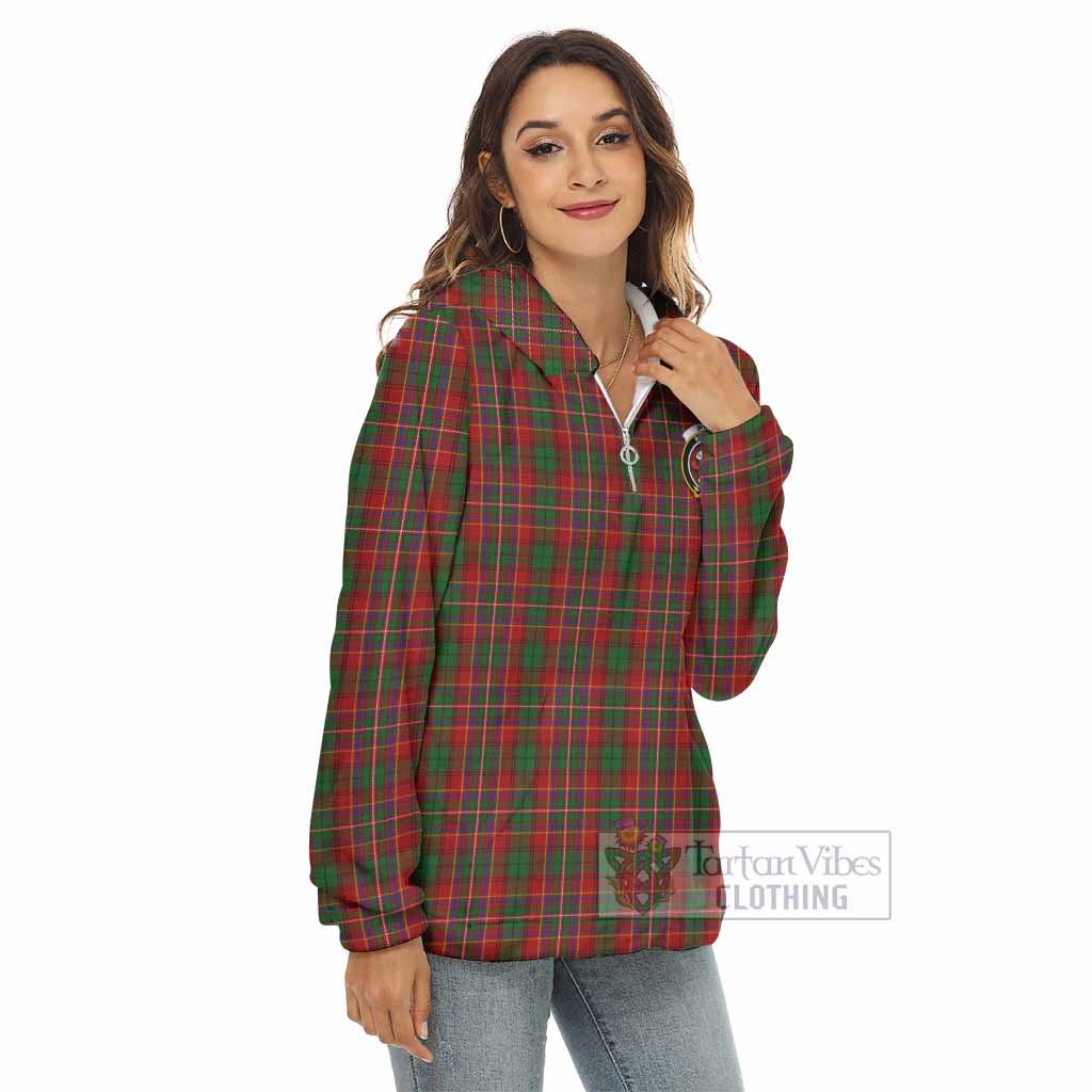 Tartan Vibes Clothing Innes Tartan Crest Women's Borg  Half Zip Fleece Hoodie