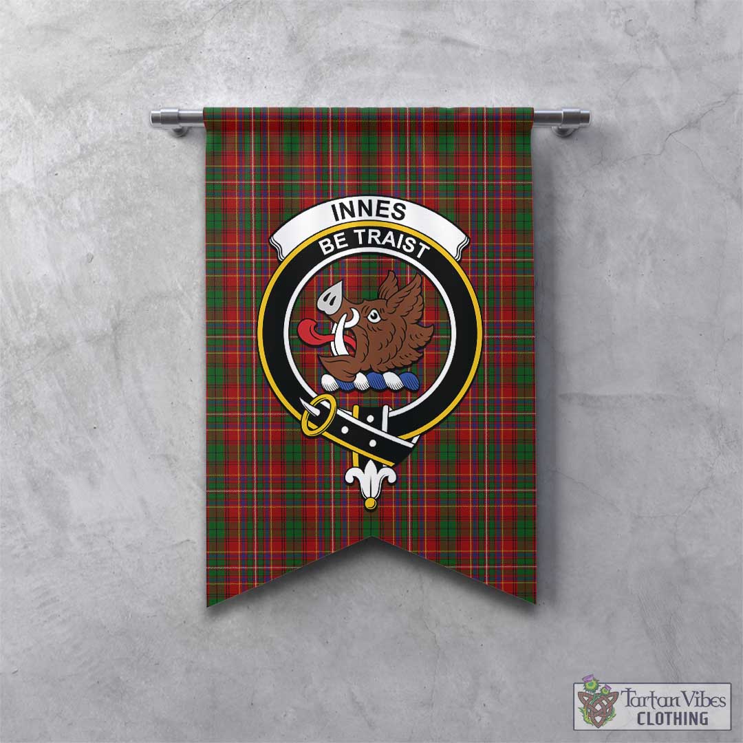 Tartan Vibes Clothing Innes Tartan Gonfalon, Tartan Banner with Family Crest