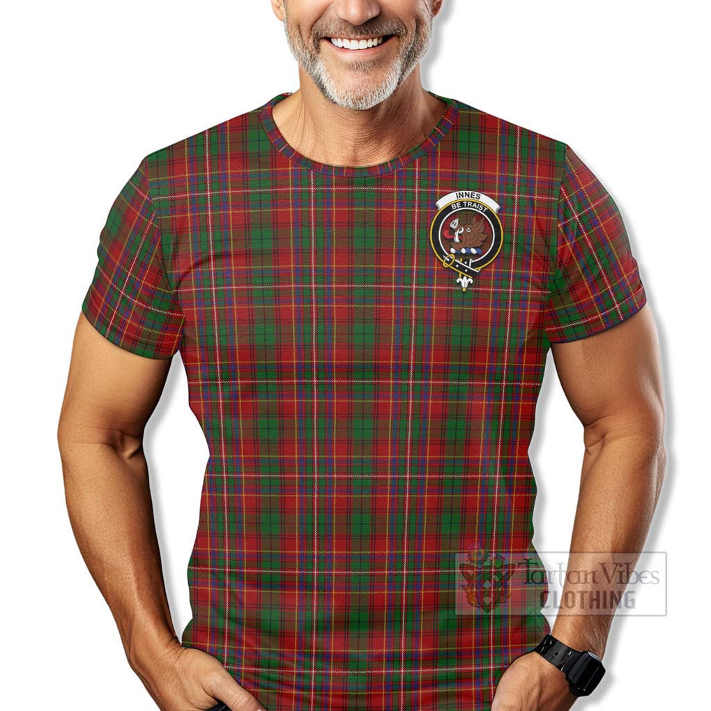 Tartan Vibes Clothing Innes Tartan T-Shirt with Family Crest Celtic Skull Style