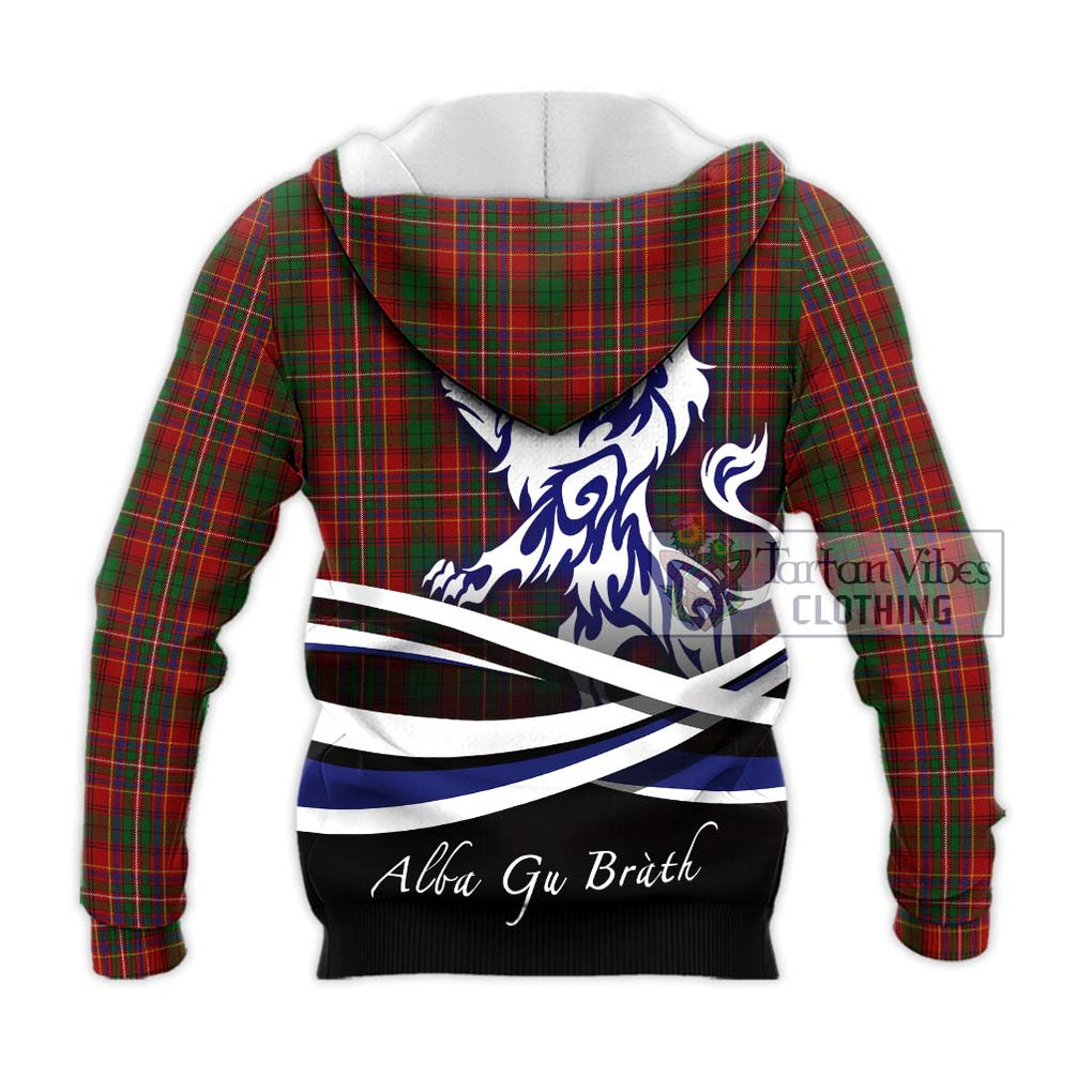 Innes Tartan Knitted Hoodie with Alba Gu Brath Regal Lion Emblem - Tartanvibesclothing Shop