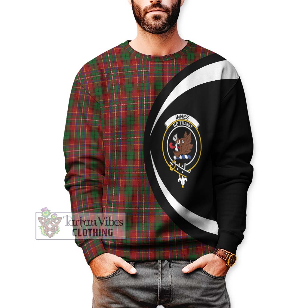 Innes Tartan Sweatshirt with Family Crest Circle Style - Tartan Vibes Clothing