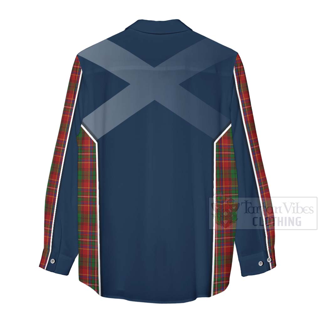 Tartan Vibes Clothing Innes Tartan Women's Casual Shirt with Family Crest and Scottish Thistle Vibes Sport Style