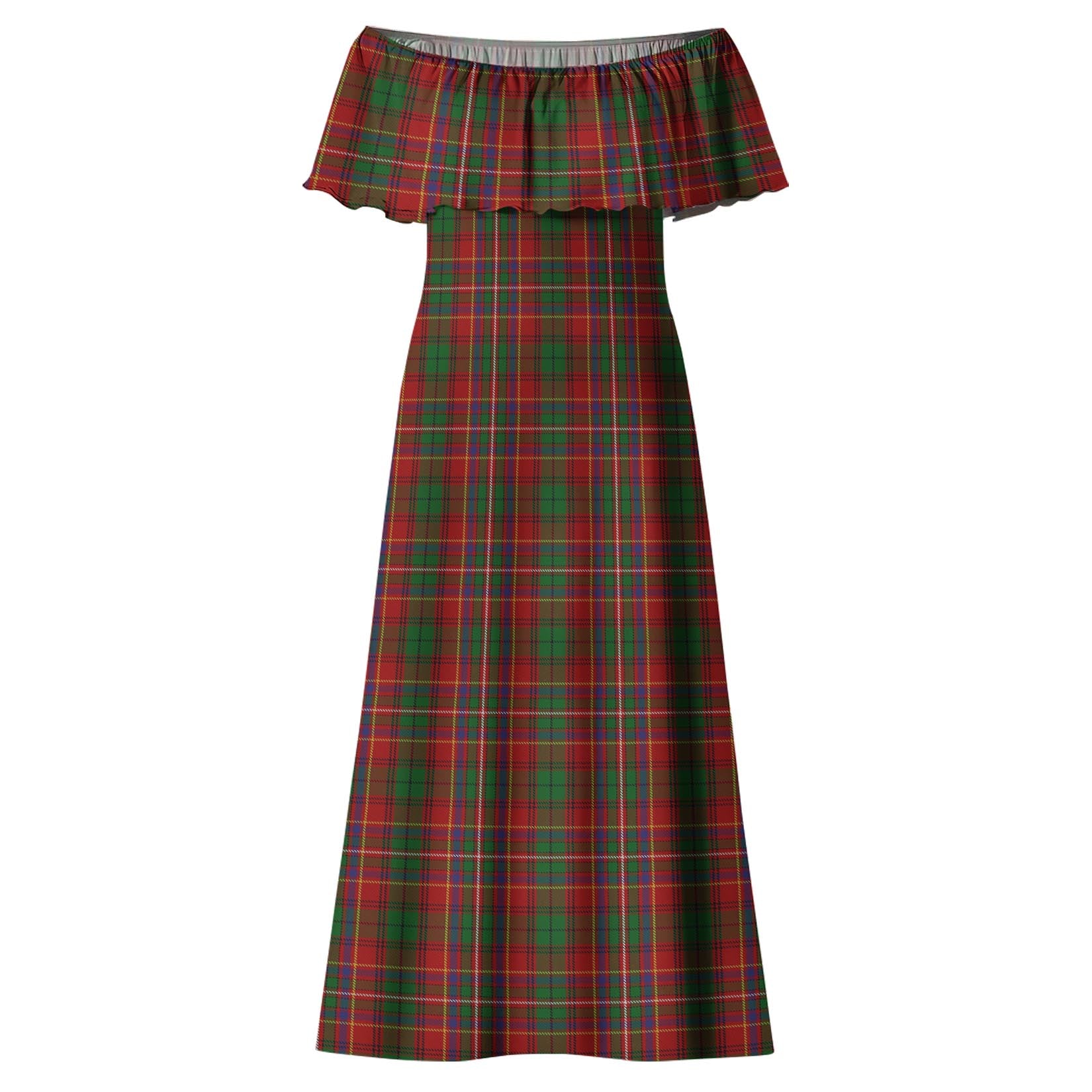 Innes Tartan Off Shoulder Long Dress - Tartanvibesclothing