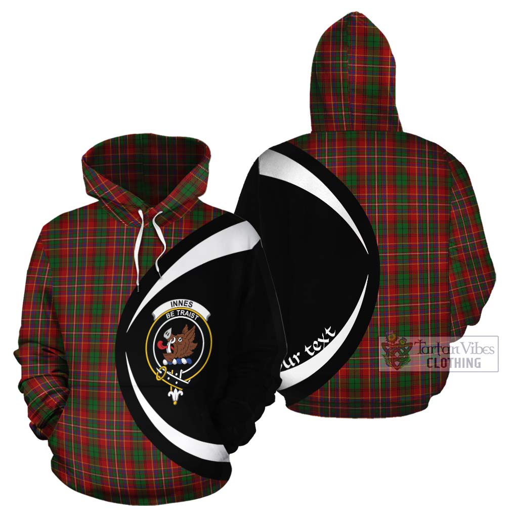 Tartan Vibes Clothing Innes Tartan Cotton Hoodie with Family Crest Circle Style