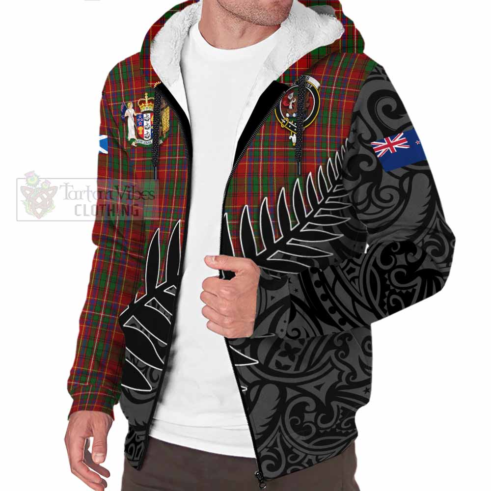 Tartan Vibes Clothing Innes Crest Tartan Sherpa Hoodie with New Zealand Silver Fern Half Style