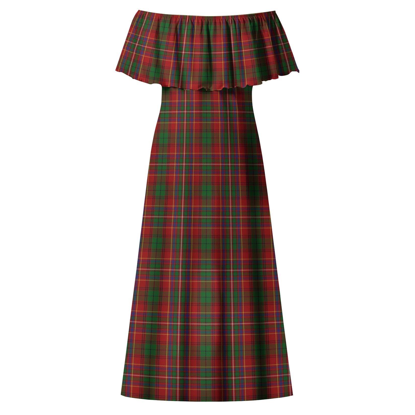 Innes Tartan Off Shoulder Long Dress - Tartanvibesclothing