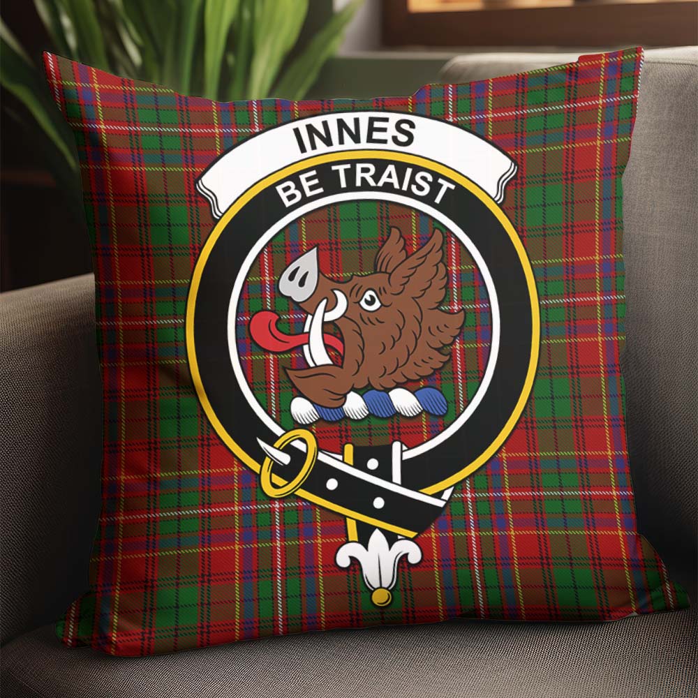 Innes Tartan Pillow Cover with Family Crest - Tartanvibesclothing