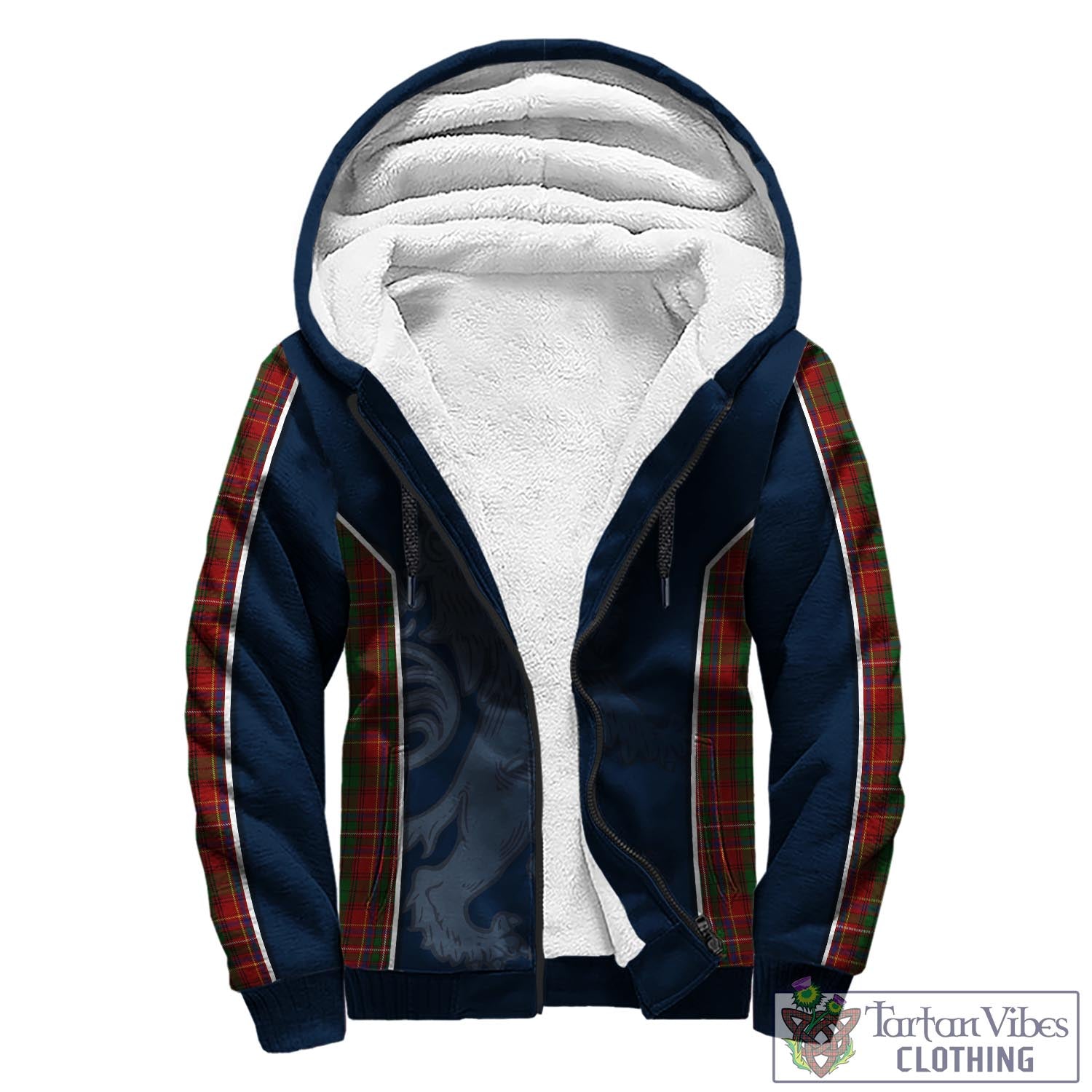 Tartan Vibes Clothing Innes Tartan Sherpa Hoodie with Family Crest and Lion Rampant Vibes Sport Style