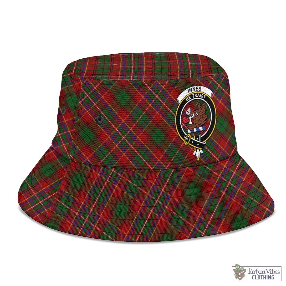 Tartan Vibes Clothing Innes Tartan Bucket Hat with Family Crest