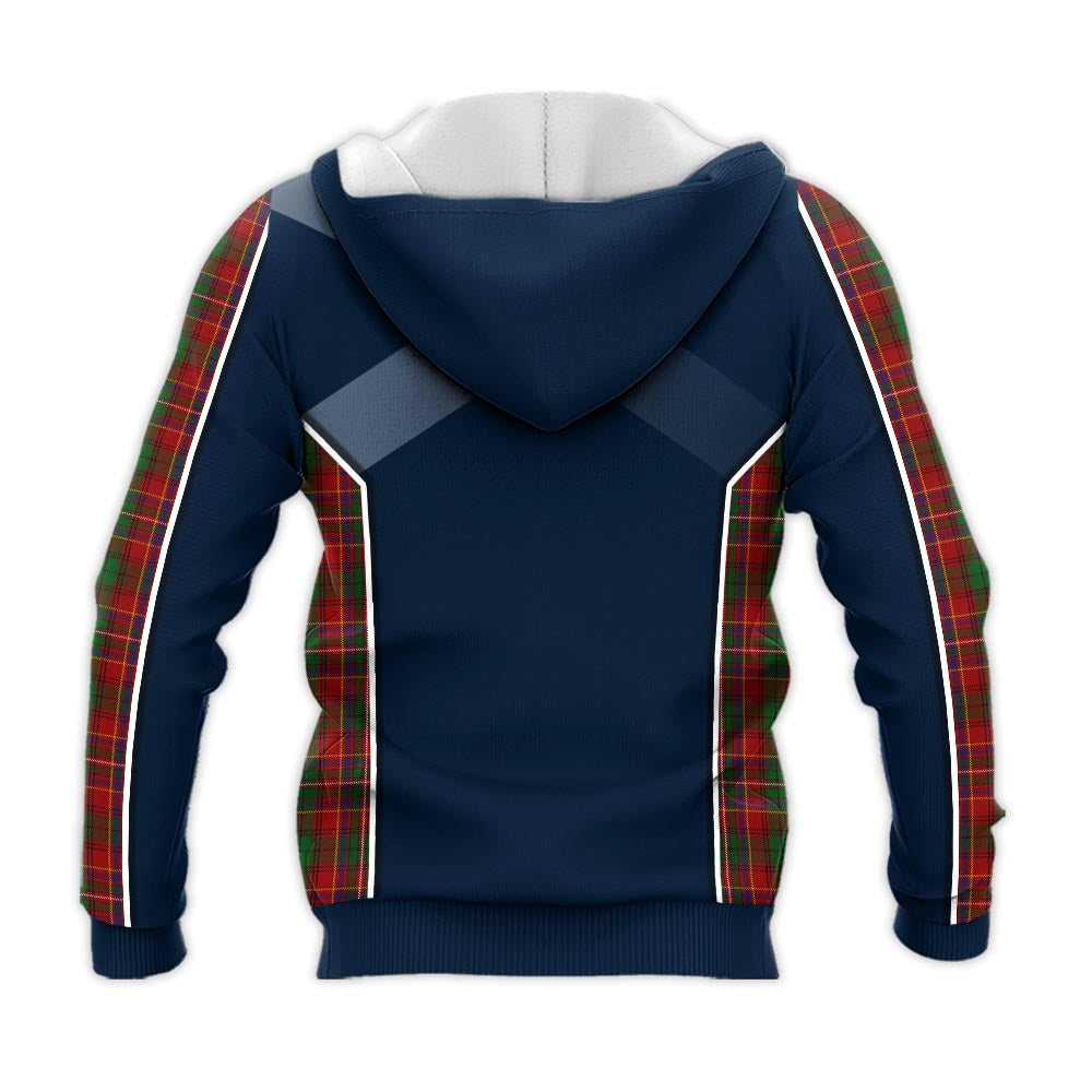 Tartan Vibes Clothing Innes Tartan Knitted Hoodie with Family Crest and Scottish Thistle Vibes Sport Style