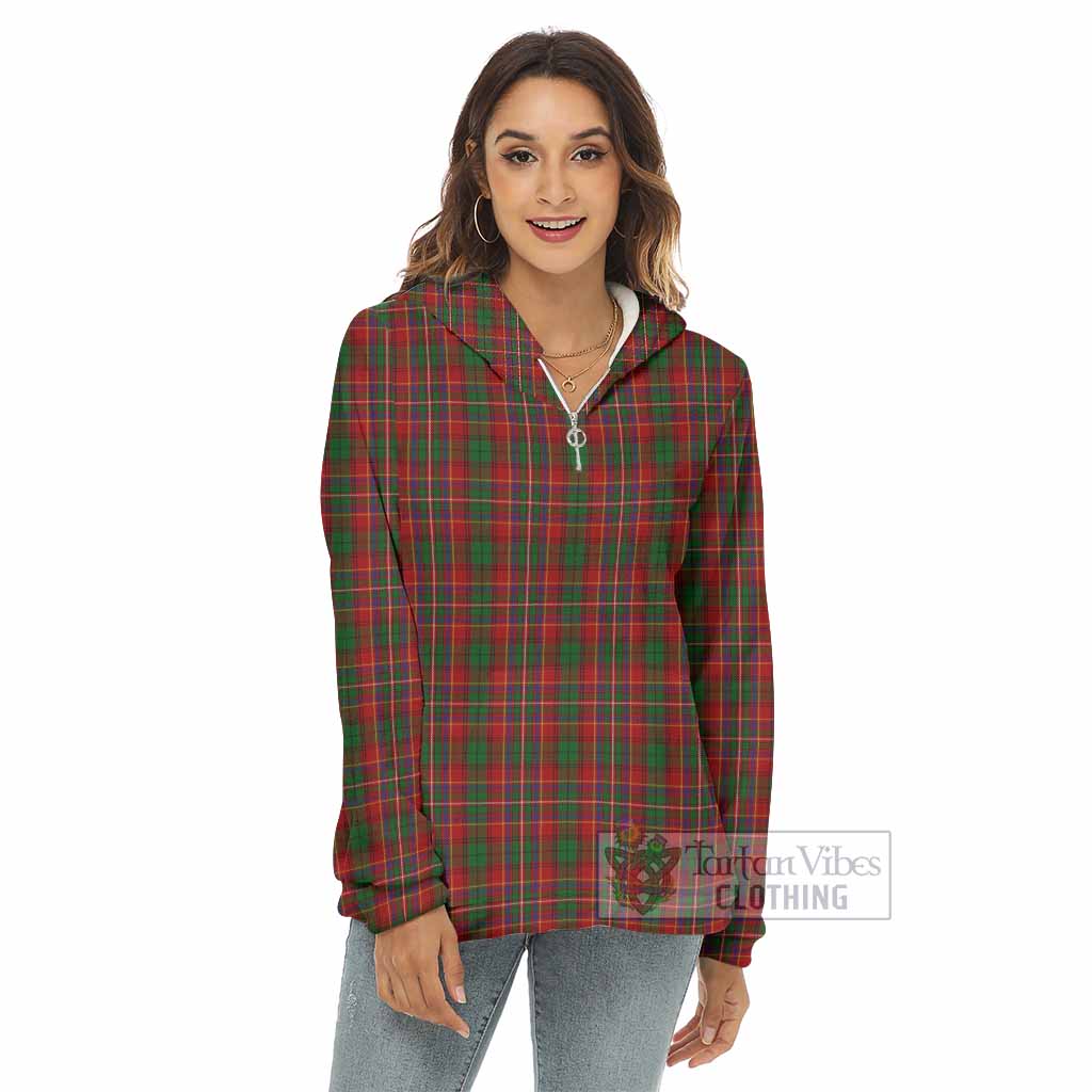 Tartan Vibes Clothing Innes Tartan Women's Borg  Half Zip Fleece Hoodie