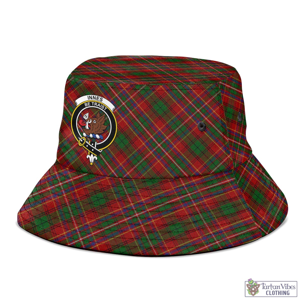 Tartan Vibes Clothing Innes Tartan Bucket Hat with Family Crest