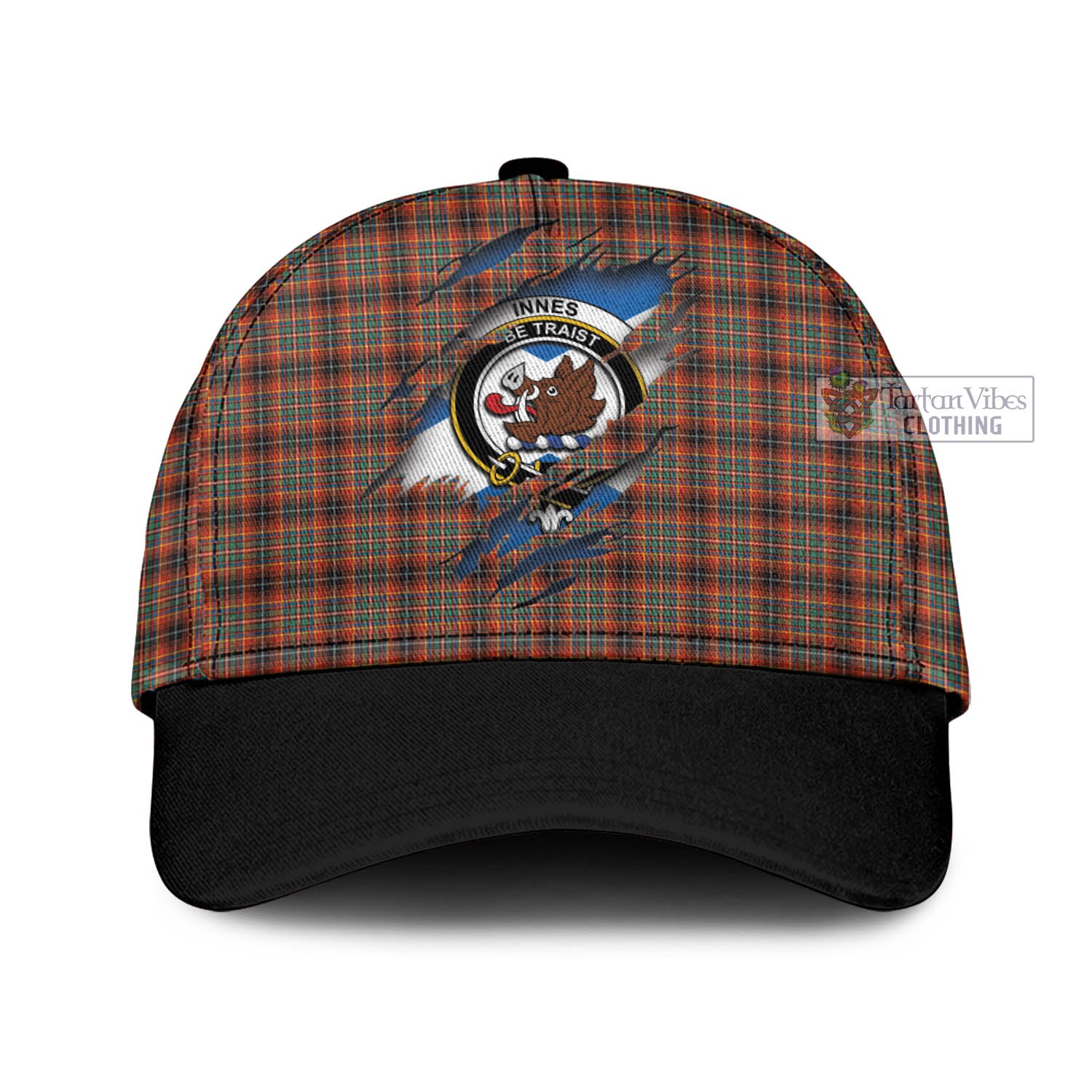 Tartan Vibes Clothing Innes Ancient Tartan Classic Cap with Family Crest In Me Style