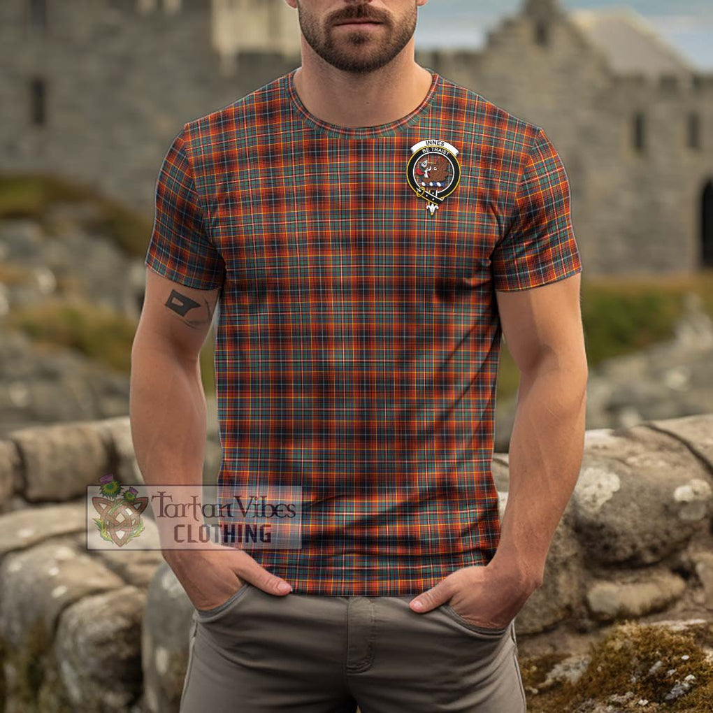 Innes Ancient Tartan Cotton T-Shirt with Family Crest Men's Shirt - Tartanvibesclothing Shop