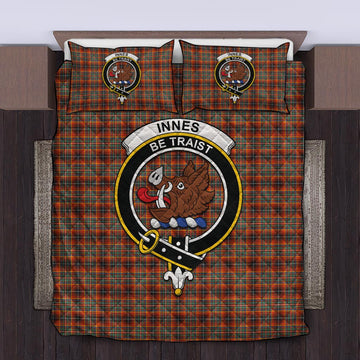 Innes Ancient Tartan Quilt Bed Set with Family Crest