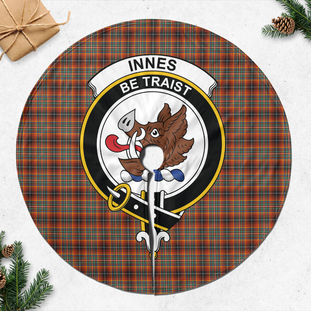 Innes Ancient Tartan Christmas Tree Skirt with Family Crest - Tartanvibesclothing