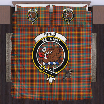 Innes Ancient Tartan Bedding Set with Family Crest