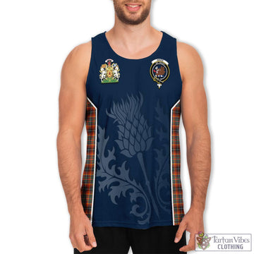 Innes Ancient Tartan Men's Tanks Top with Family Crest and Scottish Thistle Vibes Sport Style