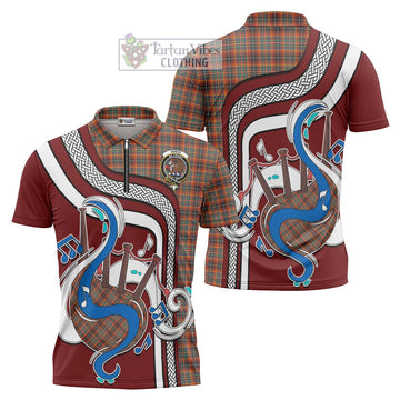 Innes Ancient Tartan Zipper Polo Shirt with Epic Bagpipe Style