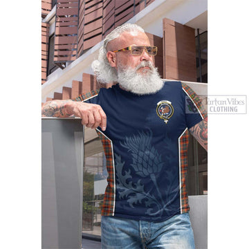 Innes Ancient Tartan Cotton T-shirt with Family Crest and Scottish Thistle Vibes Sport Style