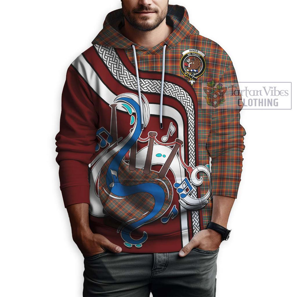 Innes Ancient Tartan Hoodie with Epic Bagpipe Style Zip Hoodie - Tartanvibesclothing Shop