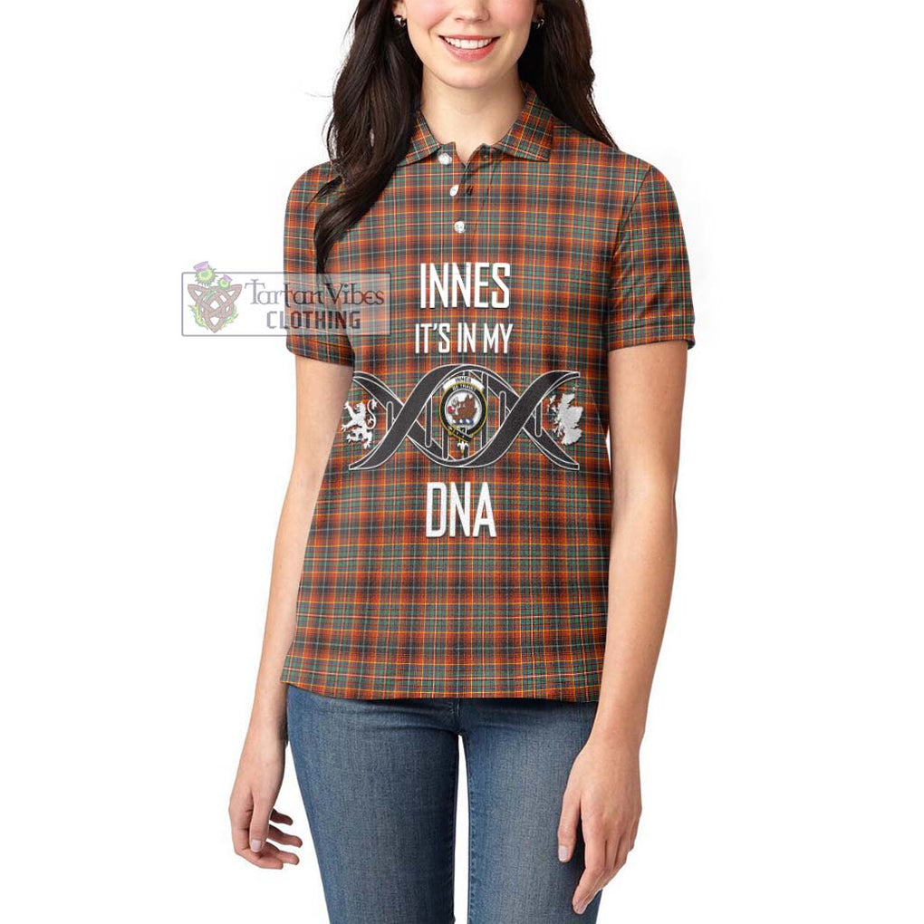 Innes Ancient Tartan Women's Polo Shirt with Family Crest DNA In Me Style Women - Tartanvibesclothing Shop