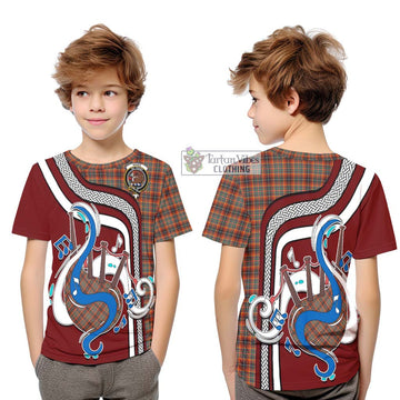 Innes Ancient Tartan Kid T-Shirt with Epic Bagpipe Style