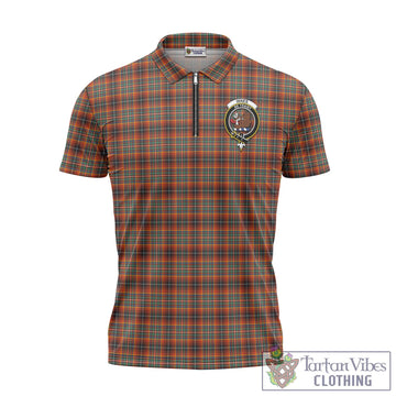 Innes Ancient Tartan Zipper Polo Shirt with Family Crest