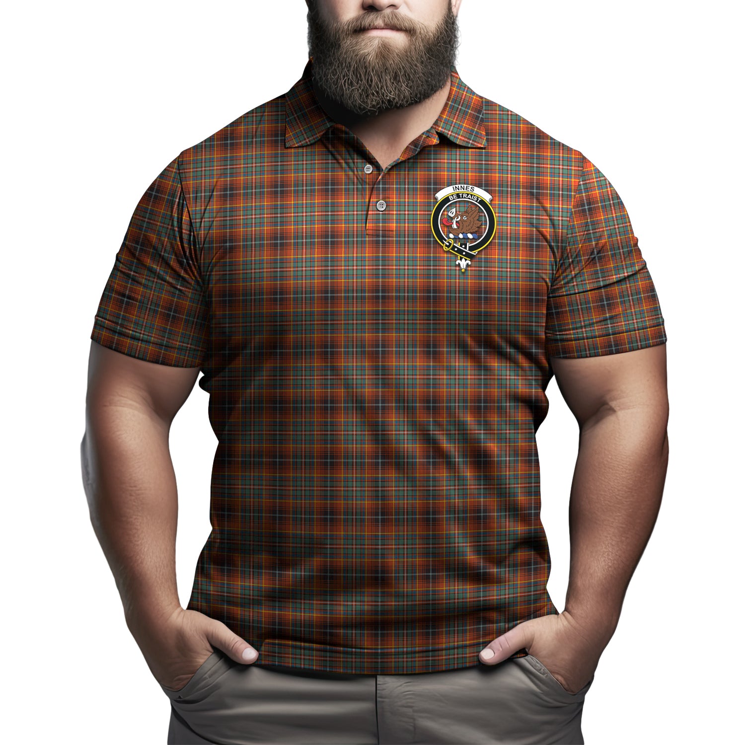 Innes Ancient Tartan Men's Polo Shirt with Family Crest Kid - Tartan Vibes Clothing