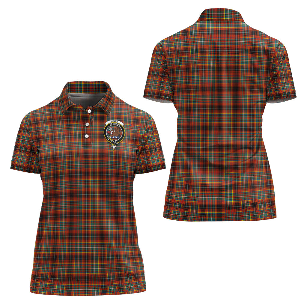 Innes Ancient Tartan Polo Shirt with Family Crest For Women Women - Tartan Vibes Clothing