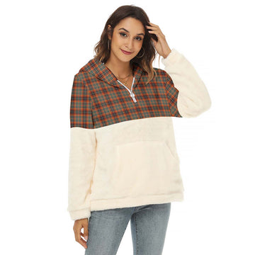 Innes Ancient Tartan Women's Borg Fleece Hoodie With Half Zip