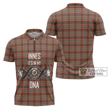 Innes Ancient Tartan Zipper Polo Shirt with Family Crest DNA In Me Style