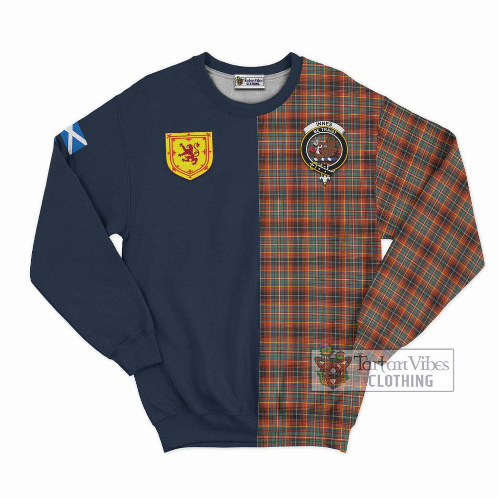 Tartan Vibes Clothing Innes Ancient Tartan Sweatshirt with Scottish Lion Royal Arm Half Style