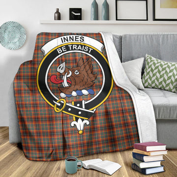 Innes Ancient Tartan Blanket with Family Crest