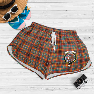 Innes Ancient Tartan Womens Shorts with Family Crest