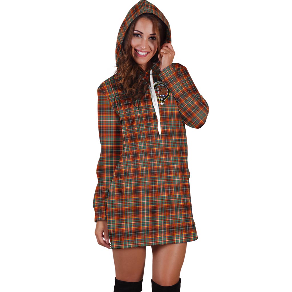 Innes Ancient Tartan Hoodie Dress with Family Crest - Tartan Vibes Clothing