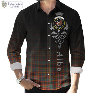 Innes Ancient Tartan Long Sleeve Button Up Featuring Alba Gu Brath Family Crest Celtic Inspired