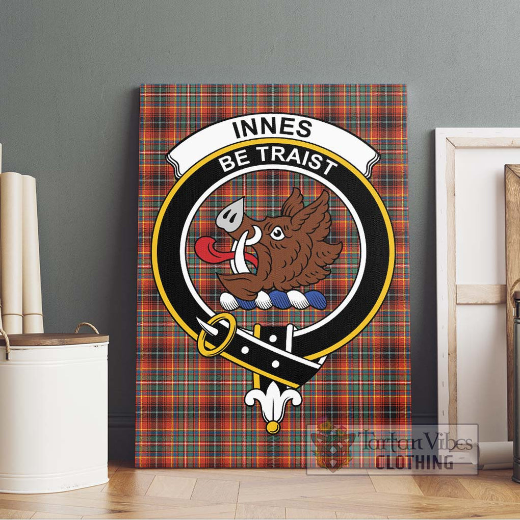 Innes Ancient Tartan Canvas Print Wall Art with Family Crest Without Frame - Tartan Vibes Clothing