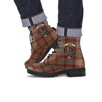 Innes Ancient Tartan Leather Boots with Family Crest