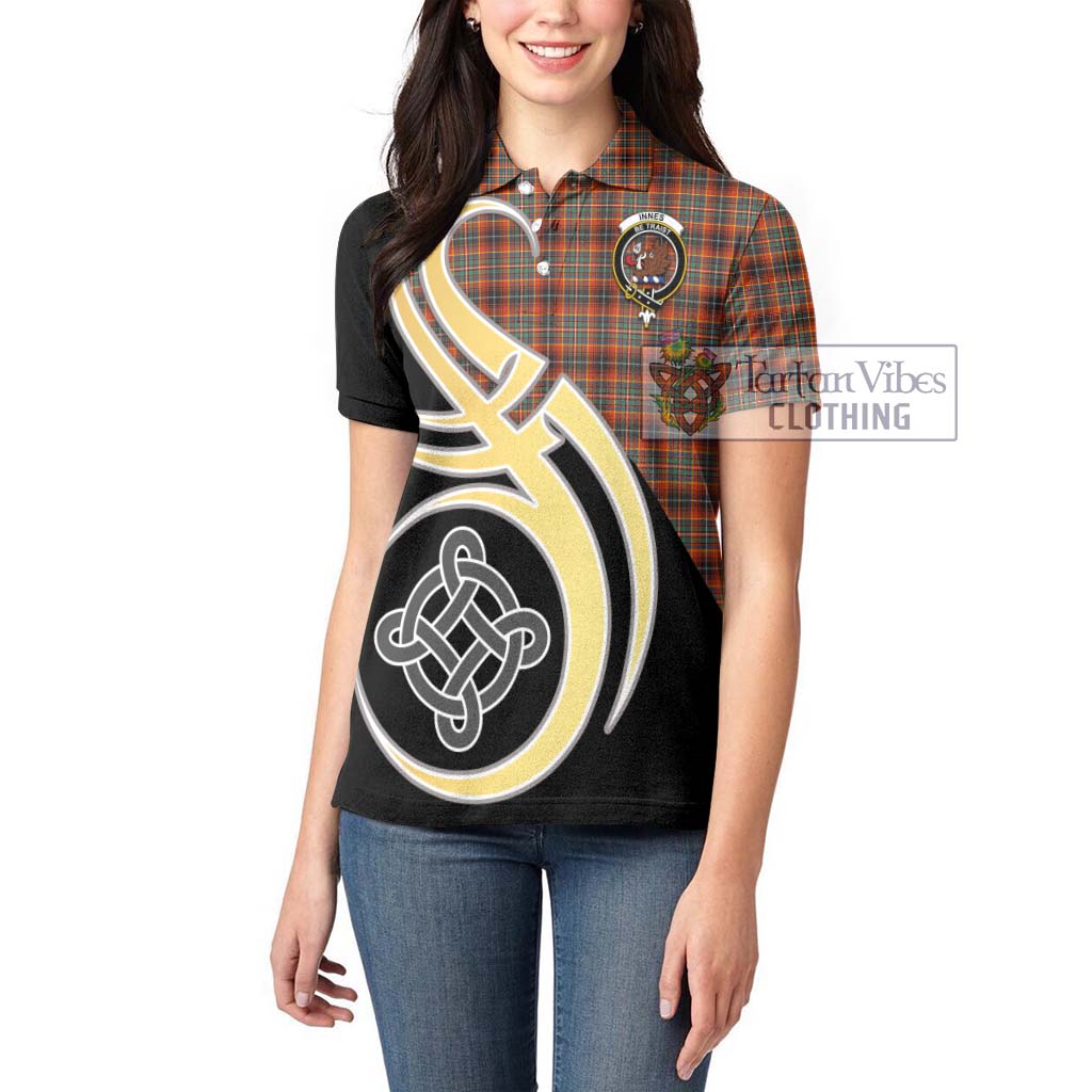 Innes Ancient Tartan Women's Polo Shirt with Family Crest and Celtic Symbol Style Women - Tartan Vibes Clothing