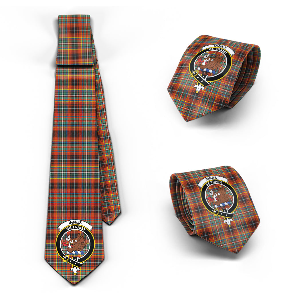 Innes Ancient Tartan Classic Necktie with Family Crest Necktie One Size - Tartan Vibes Clothing